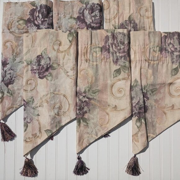 CROSCILL Ascot Valances Chambord Amethyst Cassis Purple Floral SET OF 6 Vintage - Picture 1 of 16